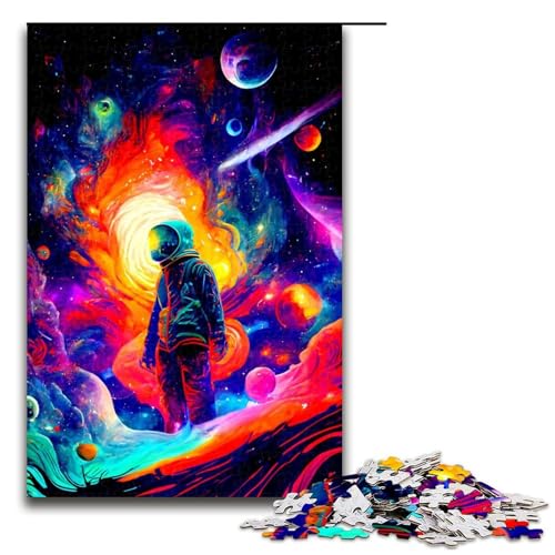 1000 teiliges Puzzle für Erwachsene Astronaut buntes Puzzle für Erwachsene Holzpuzzle anspruchsvolles Spiel (75 x 50 cm) von linghhiming