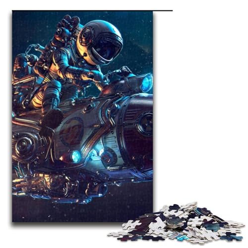 1000 teiliges Puzzle für Erwachsene Astronaut reitet auf Einer Rakete Lernspiel Herausforderung Spielzeug Kunstwerk Geschenk (75 x 50 cm) von linghhiming