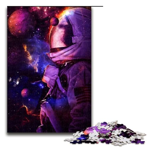 1000 teiliges Puzzle für Erwachsene Astronauten Puzzle für Erwachsene Holzpuzzle anspruchsvolles Spiel (75 x 50 cm) von linghhiming