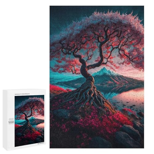 1000 teiliges Puzzle für Erwachsene Baum auf der Klippe Holzpuzzle für Erwachsene und Kinder Stressabbau Tool (75 x 50 cm) von linghhiming