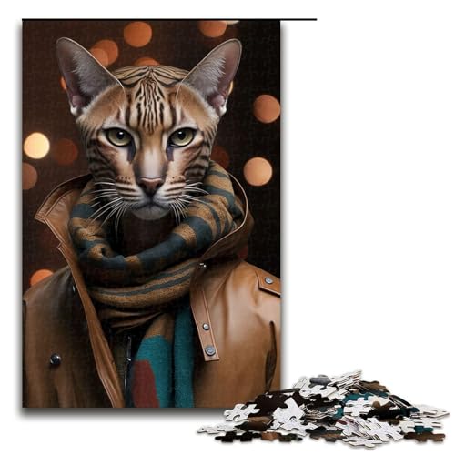 1000 teiliges Puzzle für Erwachsene Bengalkatze fotogenes Puzzle für Lernspiele Herausforderung Spielzeug Kunstwerk Geschenk (75 x 50 cm) von linghhiming