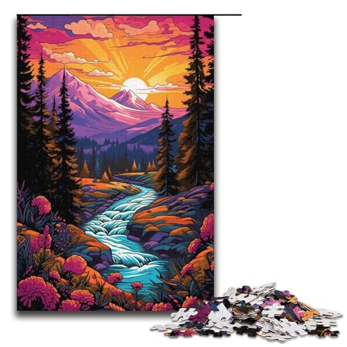 1000 teiliges Puzzle für Erwachsene Berge und Wildblumen bei Sonnenuntergang anspruchsvolles Spiel EIN Kunstwerk geeignet für Jugendliche ab 14 Jahren 1000 Teile (38 x 26 cm) von linghhiming