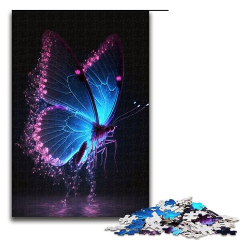 1000 teiliges Puzzle für Erwachsene Blaue Schmetterlinge Puzzle für Erwachsene Holzpuzzle anspruchsvolles Spiel (75 x 50 cm) von linghhiming