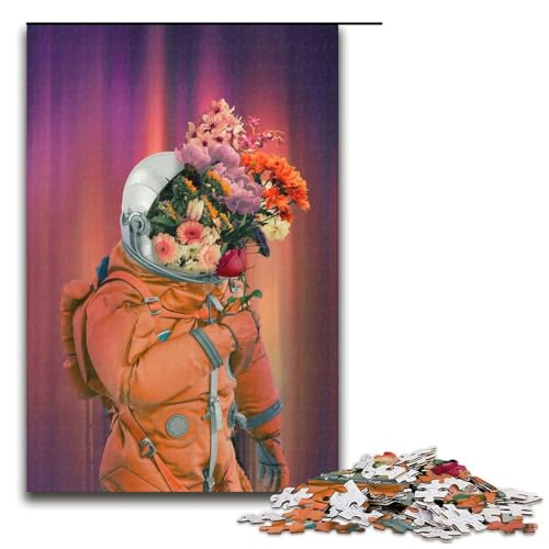 1000 teiliges Puzzle für Erwachsene Blumen Astronauten Puzzle für Lernspiele Herausforderung Spielzeug Kunstwerk Geschenk 75 x 50 cm von linghhiming