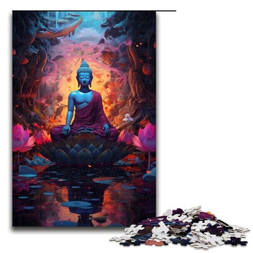 1000-teiliges Puzzle für Erwachsene Bunte Buddha-Statue Puzzle für Erwachsene Holzpuzzle anspruchsvolles Spiel 1000 Teile (75 x 50 cm) von linghhiming
