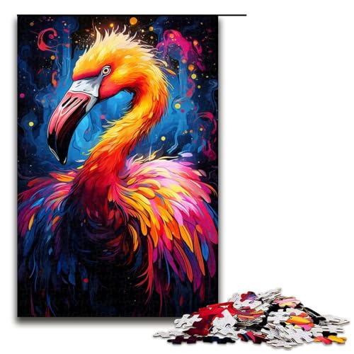 1000 teiliges Puzzle für Erwachsene Bunte Flamingos malen Puzzle praktisches Spiel 1000 Teile (75 x 50 cm) von linghhiming