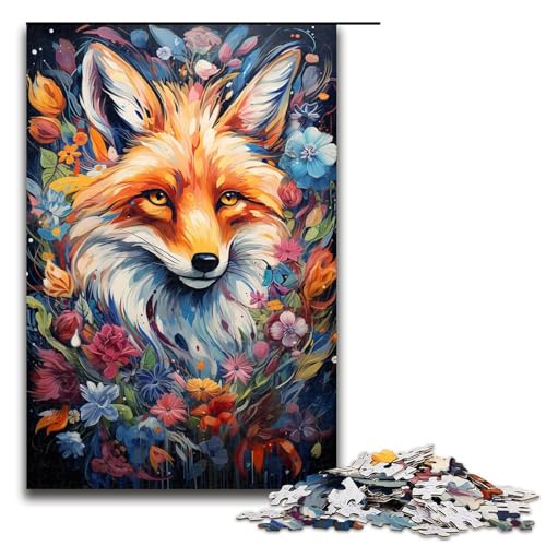 1000 teiliges Puzzle für Erwachsene Der farbenfrohe Psychedelismus des Blumenfuchses Puzzle für Lernspiele Herausforderung Spielzeug Kunstwerk Geschenk 75 x 50 cm von linghhiming