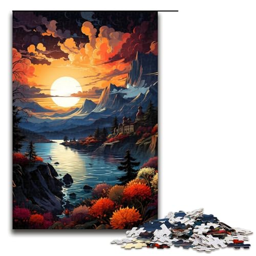 1000 teiliges Puzzle für Erwachsene Die farbenfrohe Psychedelia des Genfersees Puzzle für Lernspiele Herausforderung Spielzeug Kunstwerk Geschenk 75 x 50 cm von linghhiming