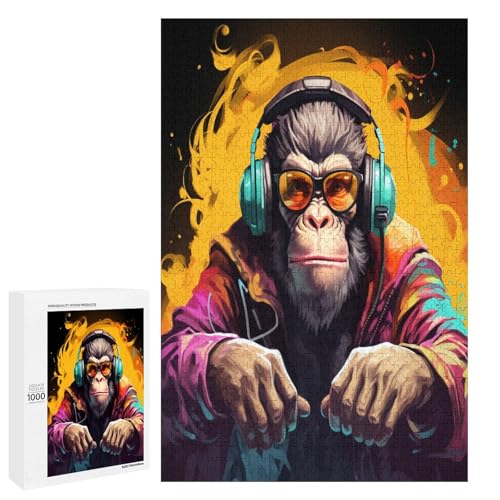 1000 teiliges Puzzle für Erwachsene EIN Gorilla mit Kopfhörern Holzpuzzle Lernspiel für Erwachsene Herausforderungsspielzeug 75 x 50 cm 1000 teiliges Puzzle für Erwachsene EIN Gorilla mit Kopfhörern Holzpuzzle Lernspiel für Erwachsene Herausforderungsspielzeug 75 x 50 cm von linghhiming