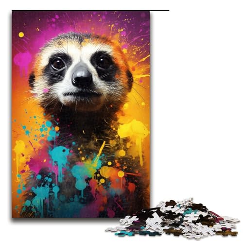 1000 teiliges Puzzle für Erwachsene Erdmännchen buntes Puzzle für Erwachsene Holzpuzzle anspruchsvolles Spiel 1000 Teile (75 x 50 cm) von linghhiming