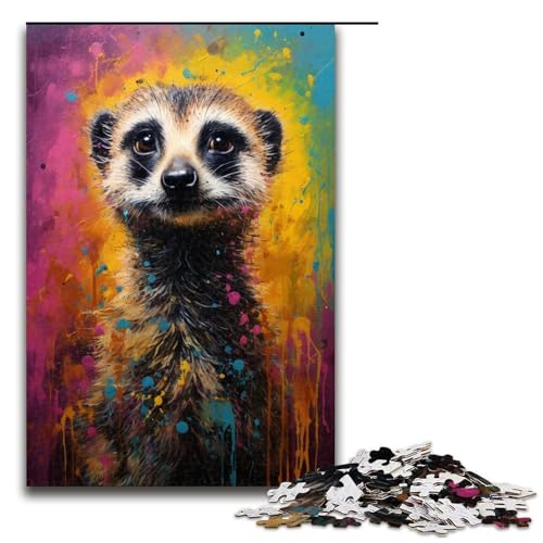 1000 teiliges Puzzle für Erwachsene Erdmännchen buntes Puzzle für Kinder Holzpuzzle Lernspiel für Erwachsene 1000 Teile (75 x 50 cm) von linghhiming