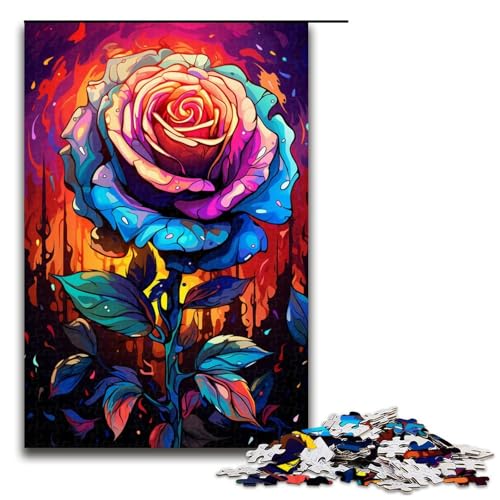 1000 teiliges Puzzle für Erwachsene Farbfantasie Rose Puzzle für Lernspiele Herausforderung Spielzeug Kunstwerk Geschenk 75 x 50 cm von linghhiming