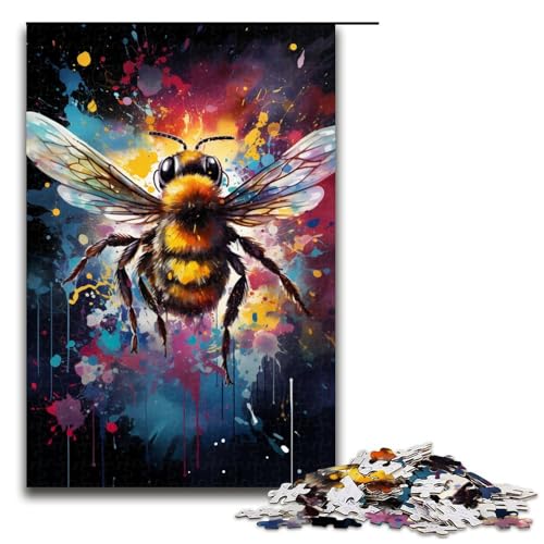 1000 teiliges Puzzle für Erwachsene Farbmalerei Bienen Puzzle für Lernspiele Herausforderung Spielzeug Kunstwerk Geschenk 75 x 50 cm von linghhiming