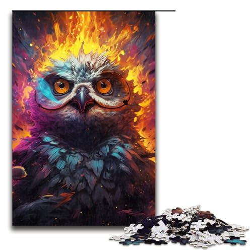 1000 teiliges Puzzle für Erwachsene Farbmalerei Eulen Puzzle praktisches Spiel 75 x 50 cm von linghhiming