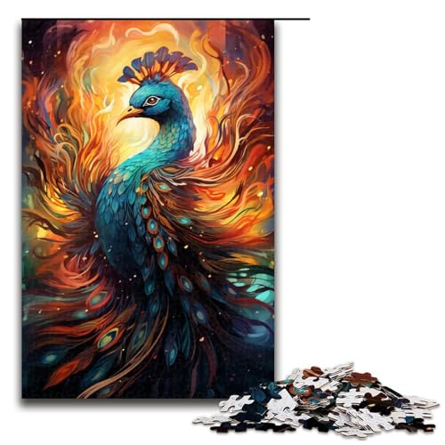 1000 teiliges Puzzle für Erwachsene Farbmalerei Pfauen Puzzle praktisches Spiel 75 x 50 cm von linghhiming