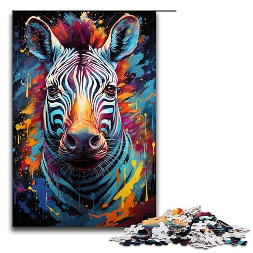 1000 teiliges Puzzle für Erwachsene Farbmalerei Zebra Puzzle für Lernspiele Herausforderung Spielzeug Kunstwerk Geschenk 75 x 50 cm von linghhiming