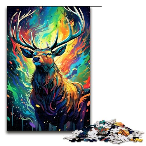 1000 teiliges Puzzle für Erwachsene Farbmalerei eines Elch Puzzles praktisches Spiel 75 x 50 cm von linghhiming