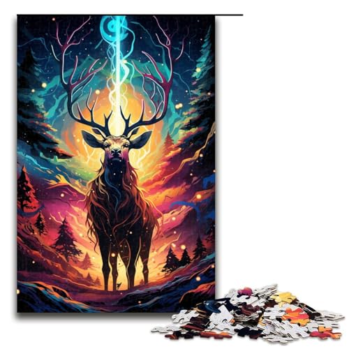 1000 teiliges Puzzle für Erwachsene Farbmalerei eines Elch Puzzles praktisches Spiel 75 x 50 cm von linghhiming