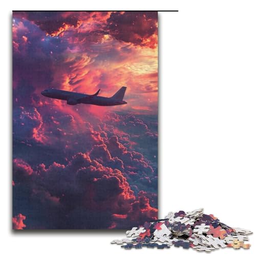 1000 teiliges Puzzle für Erwachsene Flugzeug in Neonwolken Puzzle für Lernspiele Herausforderung Spielzeug Kunstwerk Geschenk 1000 Teile (38 x 26 cm) von linghhiming
