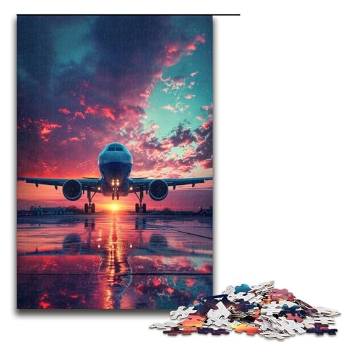 1000 teiliges Puzzle für Erwachsene Flugzeuge bei Sonnenuntergang Holzpuzzle Lernspiel für Erwachsene Herausforderungsspielzeug 1000 Teile (75 x 50 cm) von linghhiming