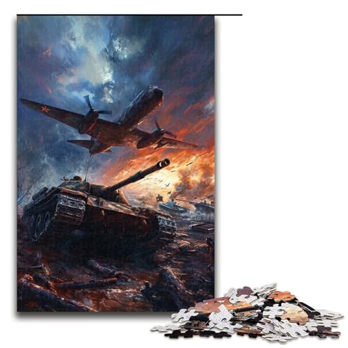 1000-teiliges Puzzle für Erwachsene Flugzeuge und Panzer Puzzle für Kinder Holzpuzzle Lernspiel für Erwachsene 1000 Teile (75 x 50 cm) von linghhiming