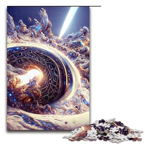 1000 teiliges Puzzle für Erwachsene Fraktale Schwarze Löcher Holzpuzzles für Erwachsene Lernspiel Herausforderungsspielzeug (75 x 50 cm) von linghhiming