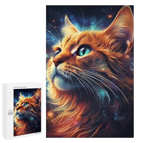 1000 teiliges Puzzle für Erwachsene Galaxy Cats Holzpuzzle für Erwachsene und Kinder Stressabbau Tool (75 x 50 cm) von linghhiming