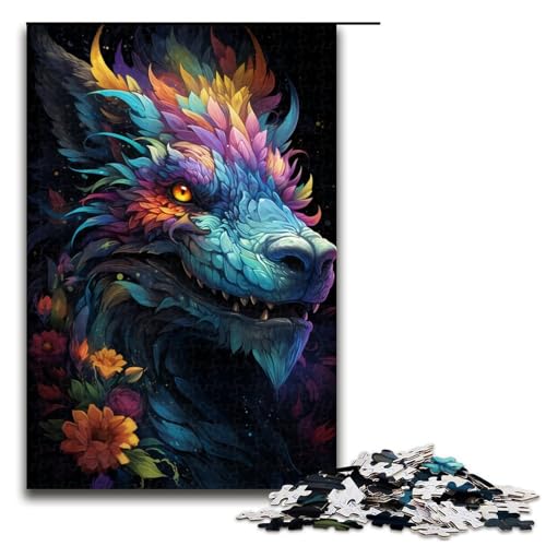 1000 teiliges Puzzle für Erwachsene Gemälde eines bunten Drachen Puzzles – anspruchsvolles Spiel EIN Kunstwerk geeignet für Jugendliche ab 14 Jahren 1000 Teile (75 x 50 cm) von linghhiming