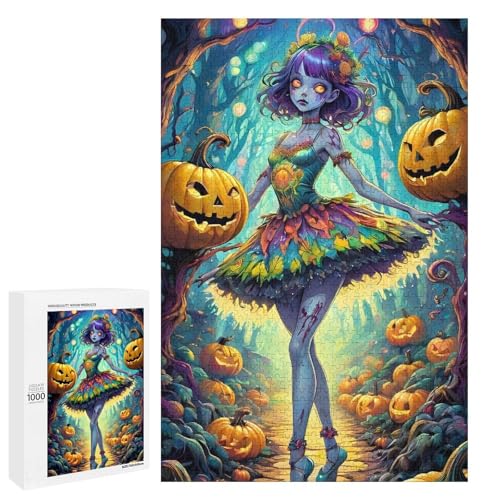 1000 teiliges Puzzle für Erwachsene Halloween Ballett Holzpuzzle für Erwachsene und Kinder Stressabbau Tool (75 x 50 cm) von linghhiming
