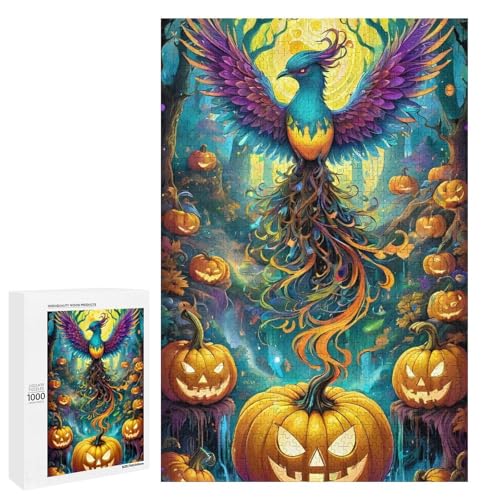 1000 teiliges Puzzle für Erwachsene Halloween Phönix Holzpuzzle für Erwachsene und Kinder Stressabbau Tool (75 x 50 cm) von linghhiming