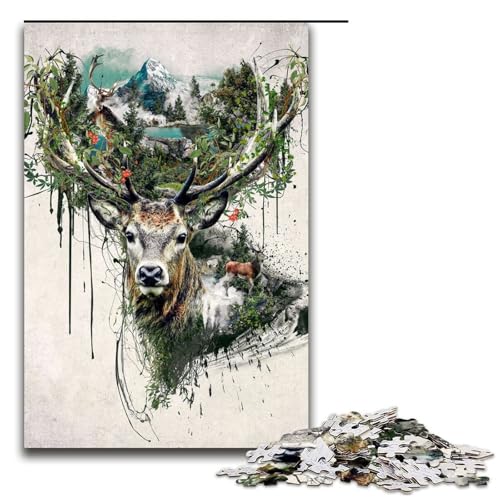 1000 teiliges Puzzle für Erwachsene Hirsch Puzzle Hands on Spiel (75 x 50 cm) von linghhiming