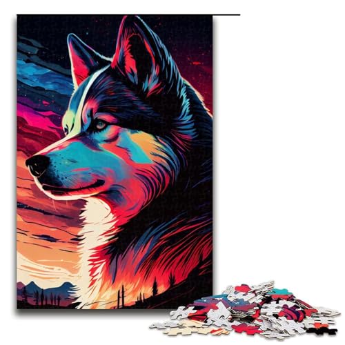 1000 teiliges Puzzle für Erwachsene Husky buntes Puzzle für Lernspiele Herausforderung Spielzeug Kunstwerk Geschenk 75 x 50 cm von linghhiming