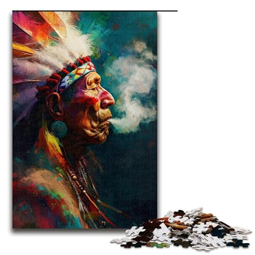 1000 teiliges Puzzle für Erwachsene Indianer der USA Holzpuzzle Lernspiel für Erwachsene Herausforderungsspielzeug 1000 Teile (75 x 50 cm) von linghhiming