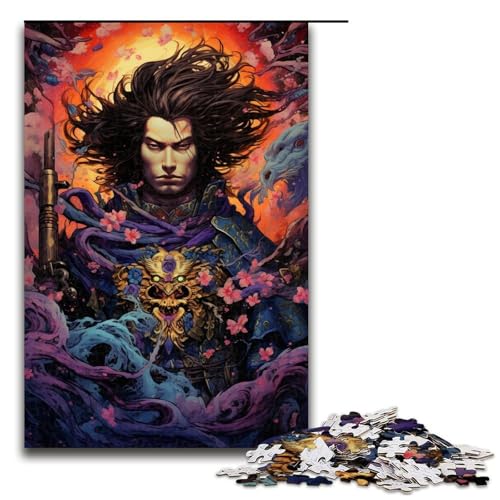 1000 teiliges Puzzle für Erwachsene Japanisches Sakura Samurai Holzpuzzle für Erwachsene und Kinder Stressabbau Tool 1000 Teile (75 x 50 cm) von linghhiming