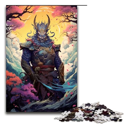 1000 teiliges Puzzle für Erwachsene Japanisches Sakura Samurai Puzzle Lernspiel Herausforderung Spielzeug Kunstwerk Geschenk 1000 Teile (75 x 50 cm) von linghhiming