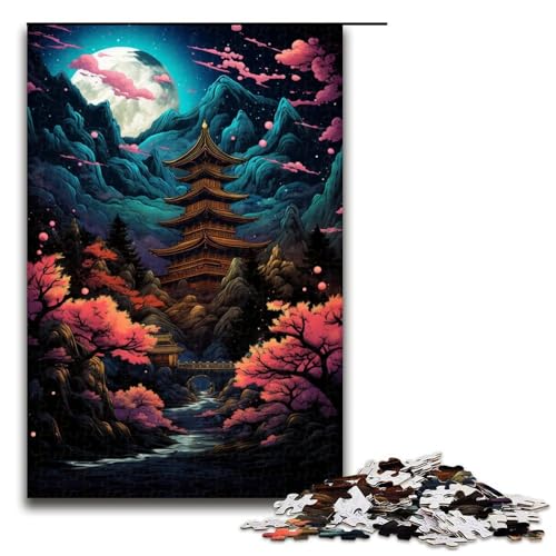 1000 teiliges Puzzle für Erwachsene Japanisches Wald Nachtansicht Puzzlespiel perfekte Dekoration für Teenager ab 14 Jahren 1000 Teile (75 x 50 cm) von linghhiming