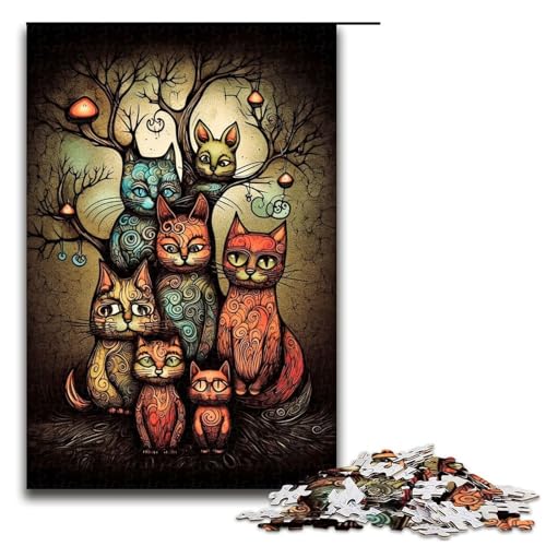 1000 teiliges Puzzle für Erwachsene Katzen Spaß für die ganze Familie Holzpuzzle anspruchsvolles Spiel (75 x 50 cm) von linghhiming