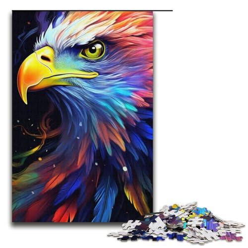 1000-teiliges Puzzle für Erwachsene Kunst-Adler-Puzzle für Lernspiele Herausforderung Spielzeug Kunstwerk Geschenk 1000 Teile (38 x 26 cm) von linghhiming
