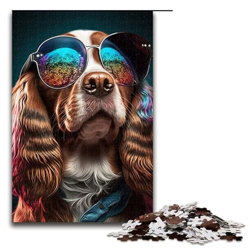 1000 teiliges Puzzle für Erwachsene Kunst Bunte Hunde Holzpuzzle für Erwachsene und Kinder Stressabbau Tool 1000 Teile (75 x 50 cm) von linghhiming