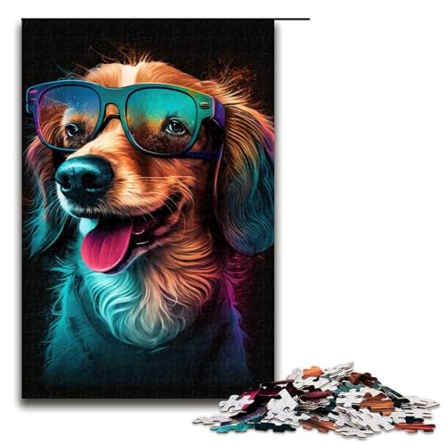 1000 teiliges Puzzle für Erwachsene Kunst Bunte Hunde Puzzle für Lernspiele Herausforderung Spielzeug Kunstwerk Geschenk 1000 Teile (75 x 50 cm) von linghhiming