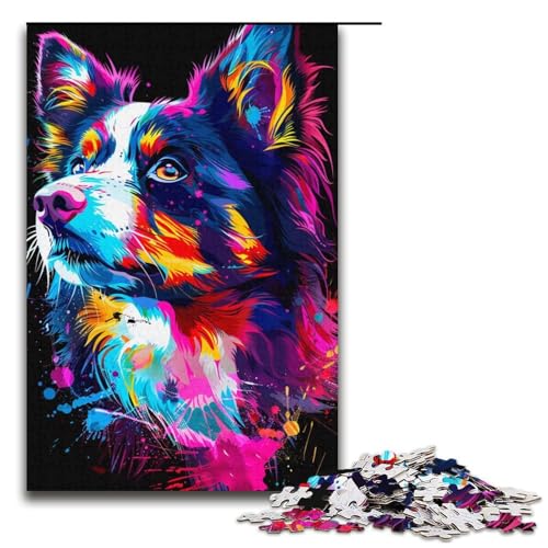 1000-teiliges Puzzle für Erwachsene Kunst-Graffiti-Hunde-Puzzle für Kinder Papierpuzzle Lernspiel für Erwachsene 1000 Teile (38 x 26 cm) von linghhiming