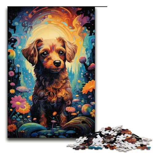 1000-teiliges Puzzle für Erwachsene Kunst-Hunde-Puzzle für Erwachsene Holzpuzzle anspruchsvolles Spiel 1000 Teile (75 x 50 cm) von linghhiming