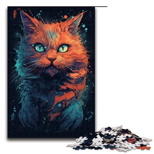 1000 teiliges Puzzle für Erwachsene Kunst Katzen Puzzle praktisches Spiel 1000 Teile (75 x 50 cm) von linghhiming