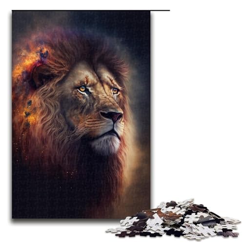 1000-teiliges Puzzle für Erwachsene Kunst-Löwe Holzpuzzle Lernspiel für Erwachsene Herausforderungsspielzeug 1000 Teile (75 x 50 cm) von linghhiming