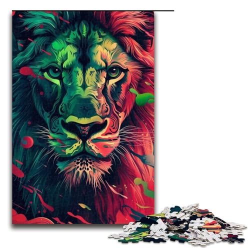 1000-teiliges Puzzle für Erwachsene Kunst-Löwen-Puzzle für Lernspiele Herausforderung Spielzeug Kunstwerk Geschenk 1000 PCS (75 x 50 cm) von linghhiming