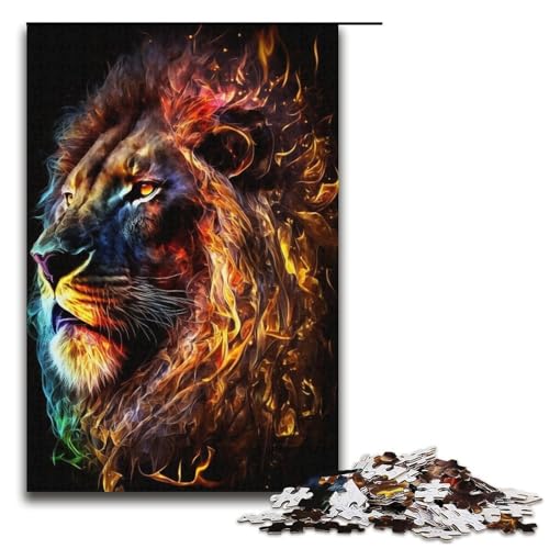 1000-teiliges Puzzle für Erwachsene Kunst-Neon-Löwe Puzzle für Lernspiele Herausforderung Spielzeug Kunstwerk Geschenk 1000 PCS (38 x 26 cm) von linghhiming