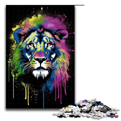 1000-teiliges Puzzle für Erwachsene Kunst-Neon-Löwe Puzzle für Lernspiele Herausforderung Spielzeug Kunstwerk Geschenk 1000 PCS (75 x 50 cm) von linghhiming