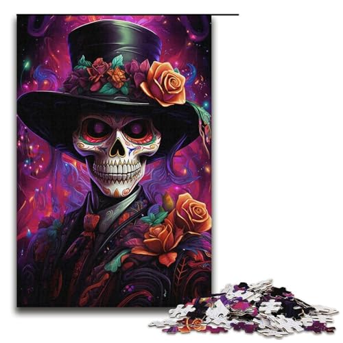 1000-teiliges Puzzle für Erwachsene Kunst-Totenkopf-Puzzle praktisches Spiel 1000 Teile (38 x 26 cm) von linghhiming