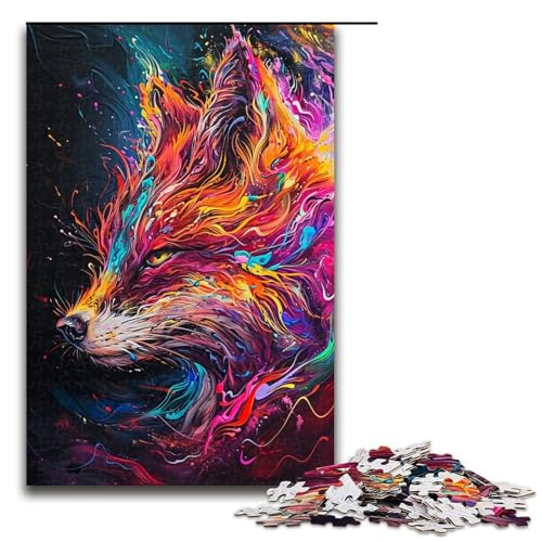 1000 teiliges Puzzle für Erwachsene Kunst bunter Fuchs Puzzle für Erwachsene Holzpuzzle anspruchsvolles Spiel 1000 Teile (75 x 50 cm) von linghhiming
