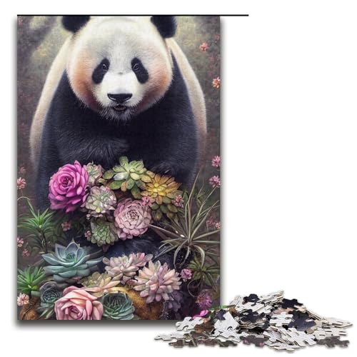 1000-teiliges Puzzle für Erwachsene Kunstblume mit Panda-Puzzle praktisches Spiel 1000 Teile (38 x 26 cm) von linghhiming